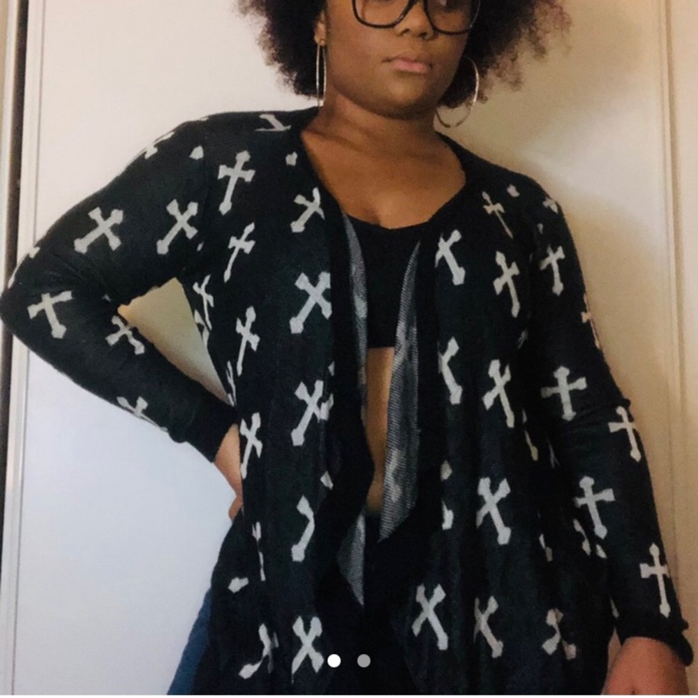 Black and White Cross Cardigan